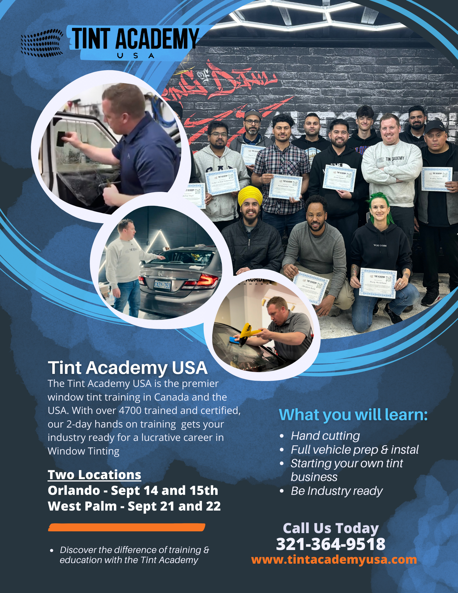 Join Tint Academy USA and Tint Academy Canada for Exclusive Certification Workshops in Florida This September!