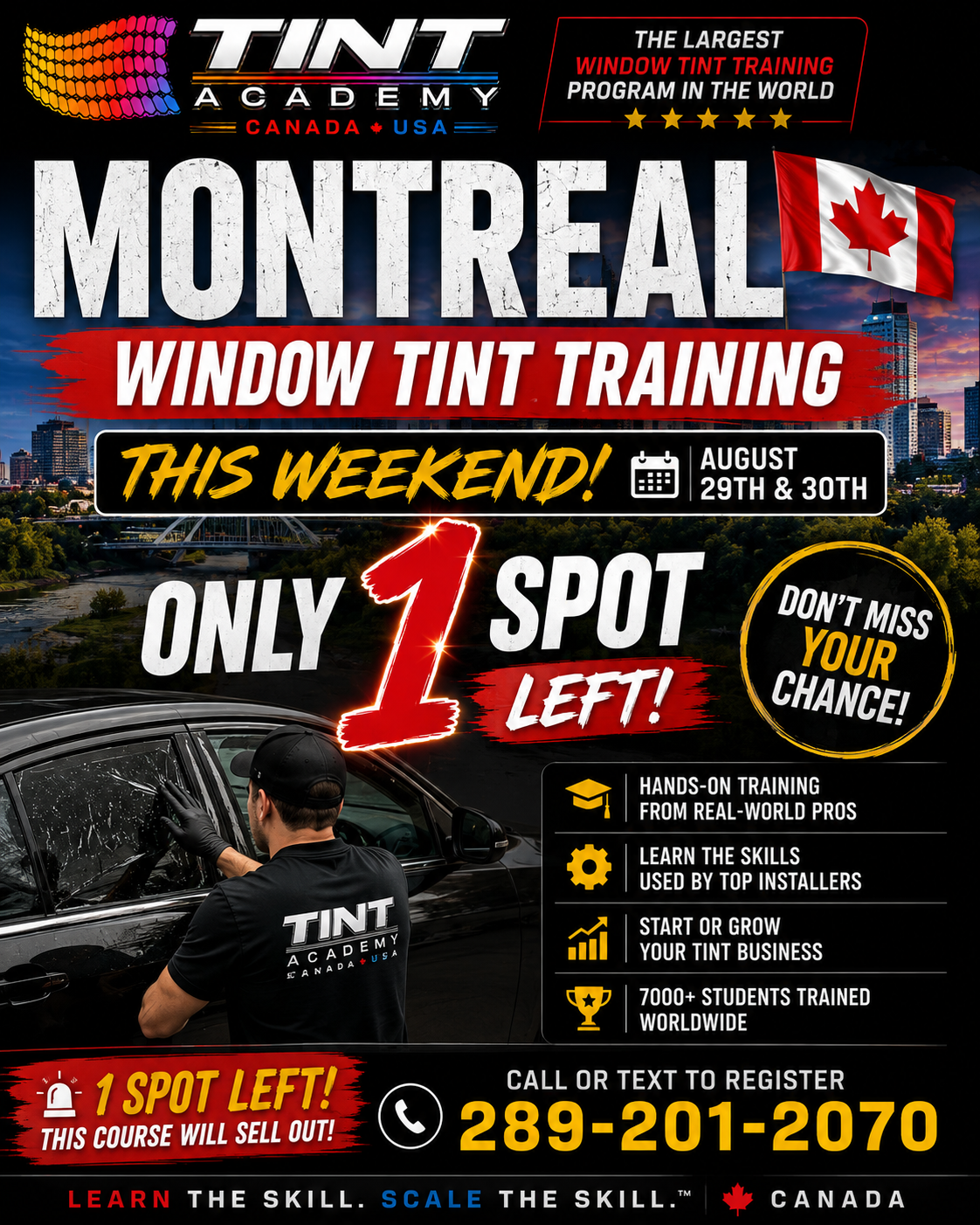 Learn Window Tint in Montreal this weekend - 1 Spot Left