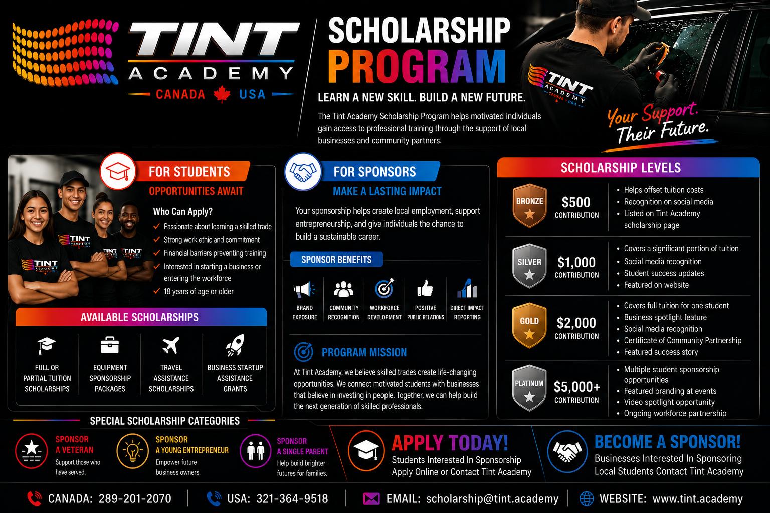 Tint Academy Scholarship Program: The First Scholarship Initiative for Window Tint Training in North America