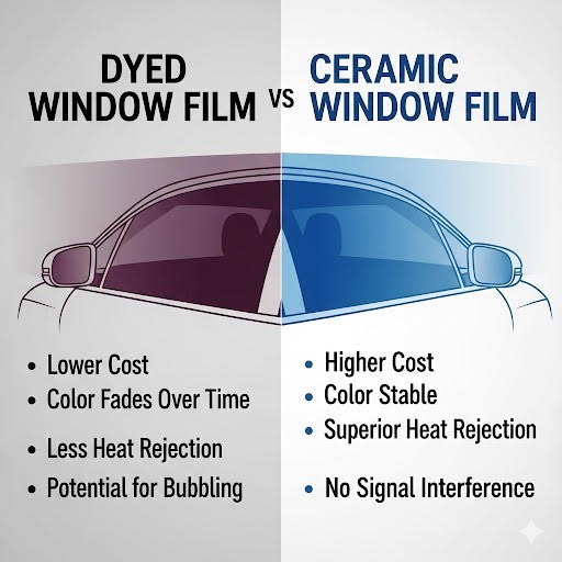 Dyed Film vs. Ceramic Film: What’s the Difference in Window Tinting?