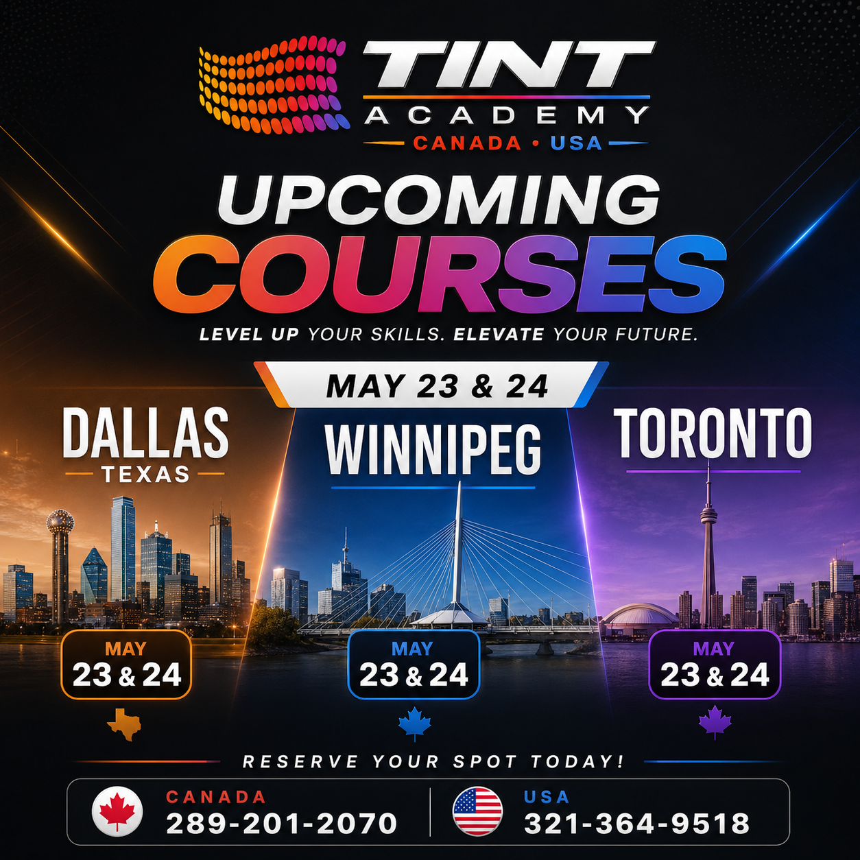 This Weekend Only: Learn Window Tint in Winnipeg, Toronto & Dallas – May 23rd & 24th