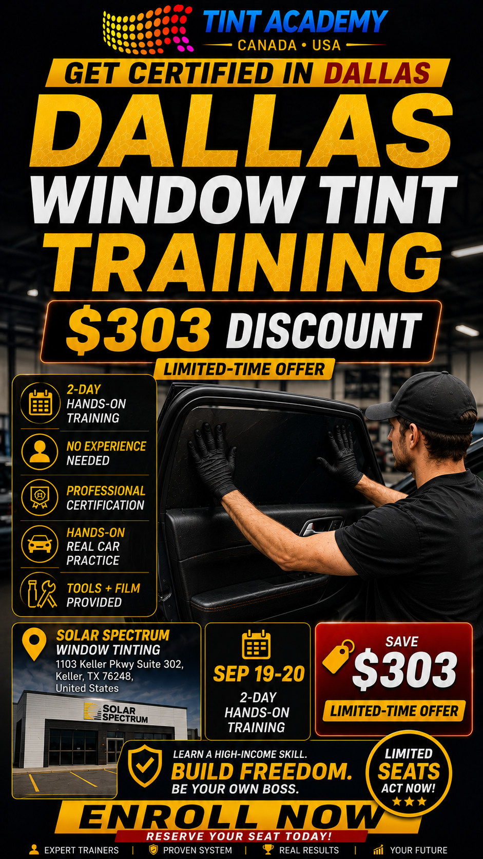 Window Tint Training Course – Dallas–Fort Worth | 2-Day Certification | Tint Academy USA