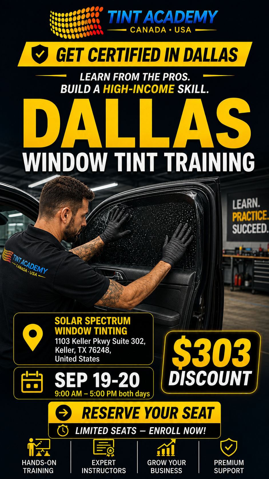 Window Tint Training Course – Dallas–Fort Worth | 2-Day Certification | Tint Academy USA