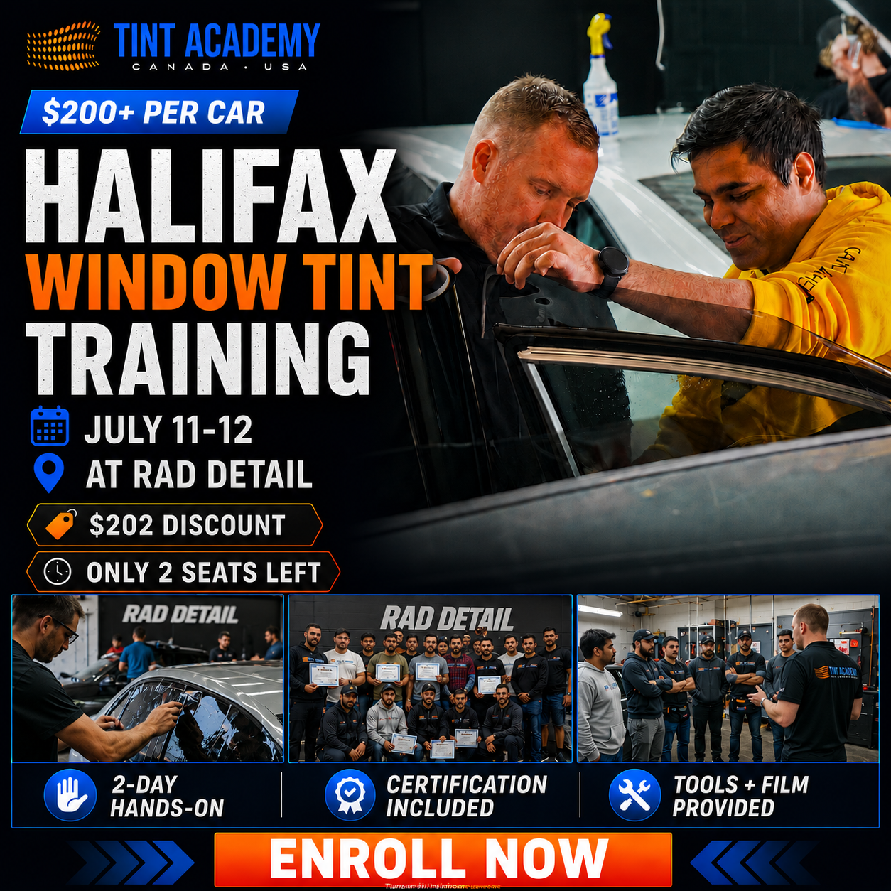 Halifax, NS - Paint Protection Film Certification {PPF} & Window Tinting Course - 2 Day Certification Course