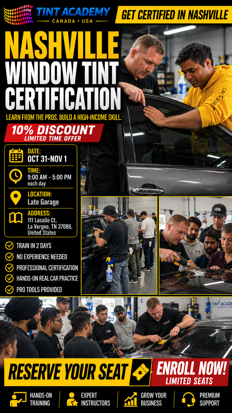 Window Tint Training & Paint Protection Film {PPF} Course – Nashville, TN | 2-Day Certification | Tint Academy USA