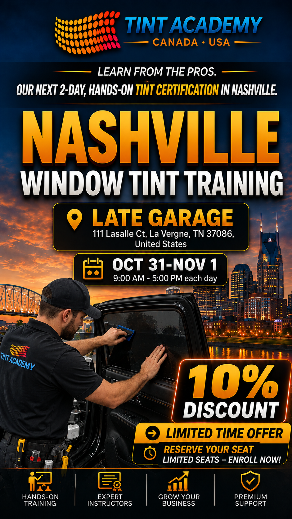 Window Tint Training & Paint Protection Film {PPF} Course – Nashville, TN | 2-Day Certification | Tint Academy USA