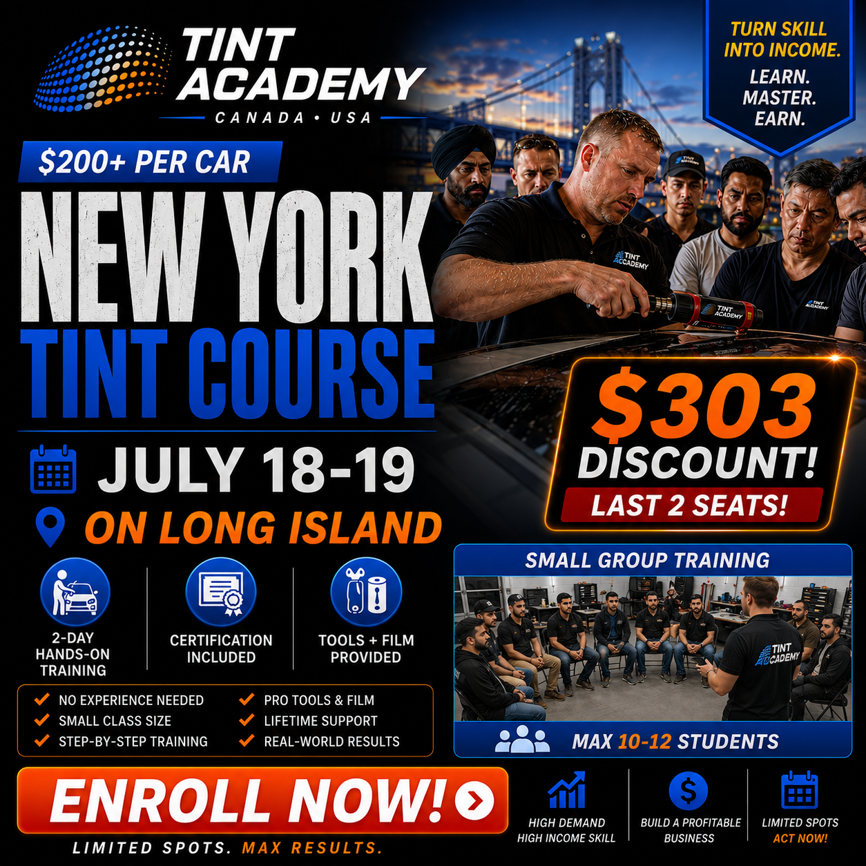 New York - Window Tinting & PPF - Certification Course by Tint Academy USA