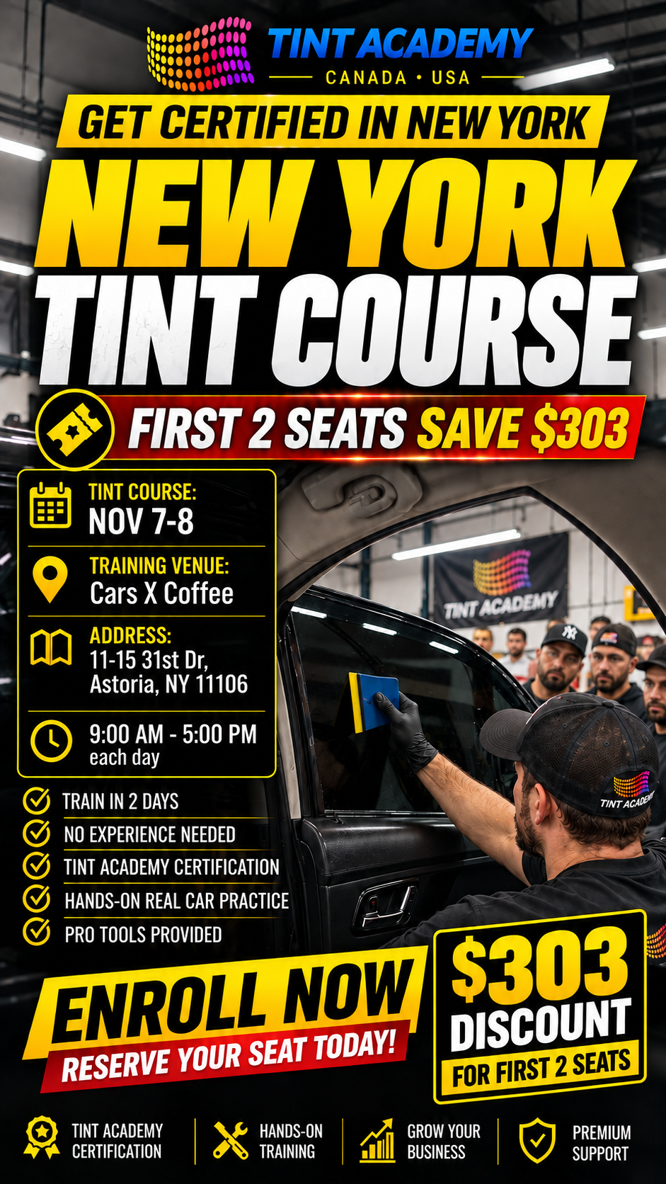 New York - Window Tinting & PPF - Certification Course by Tint Academy USA