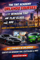 Orlando Window Tinting and PPF certification course by Tint Academy USA, featuring a classroom setting with training materials.