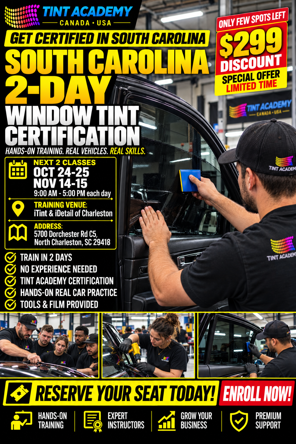 South Carolina Window Tinting & PPF Course - Certification Course by Tint Academy USA