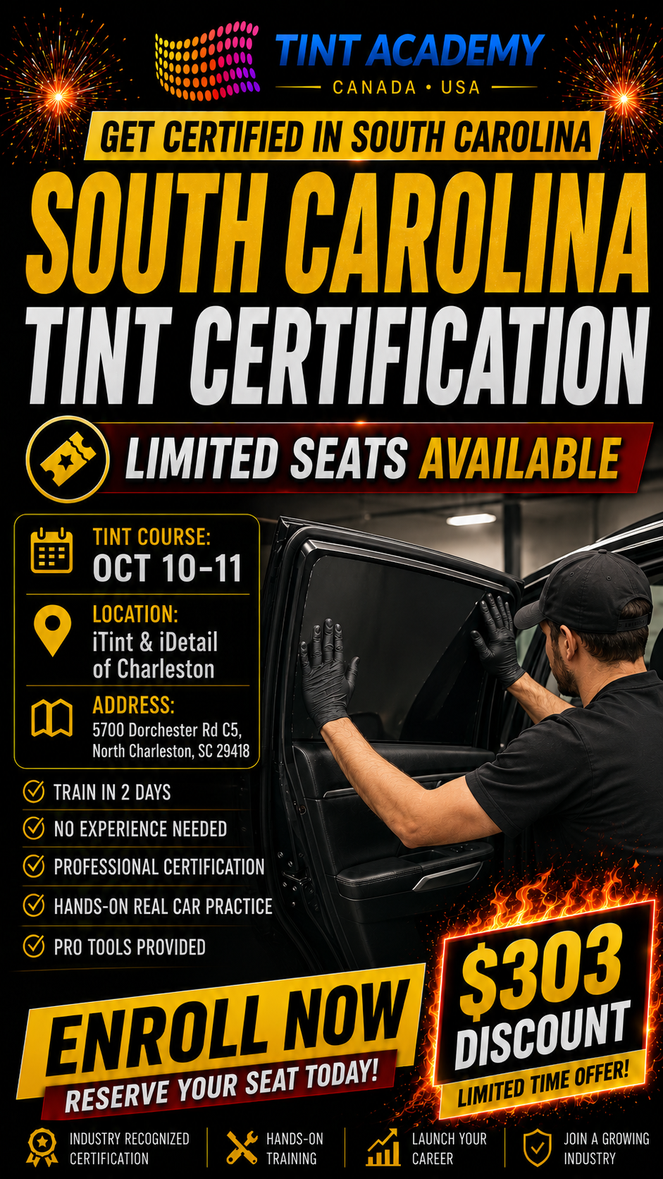 South Carolina Window Tinting & PPF Course - Certification Course by Tint Academy USA