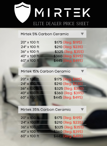 Mirtek Carbon-Ceramic Window Film - Elite Dealer Pricing
