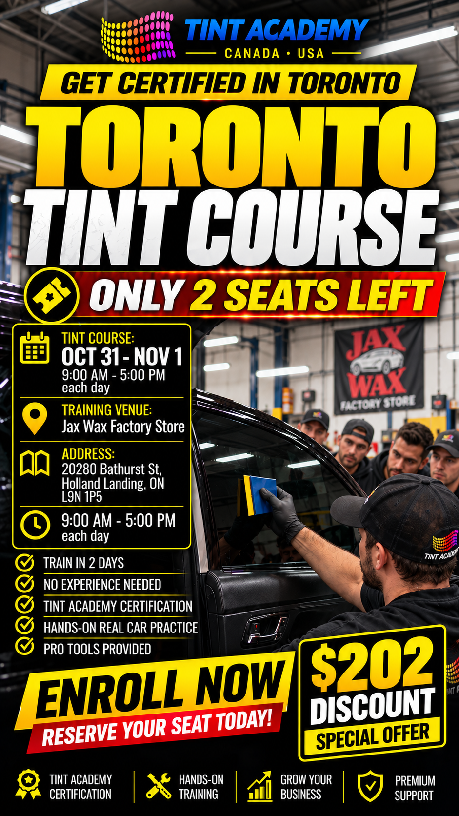 Toronto Window Tint & PPF  School - 2 day hands on course by the Tint Academy
