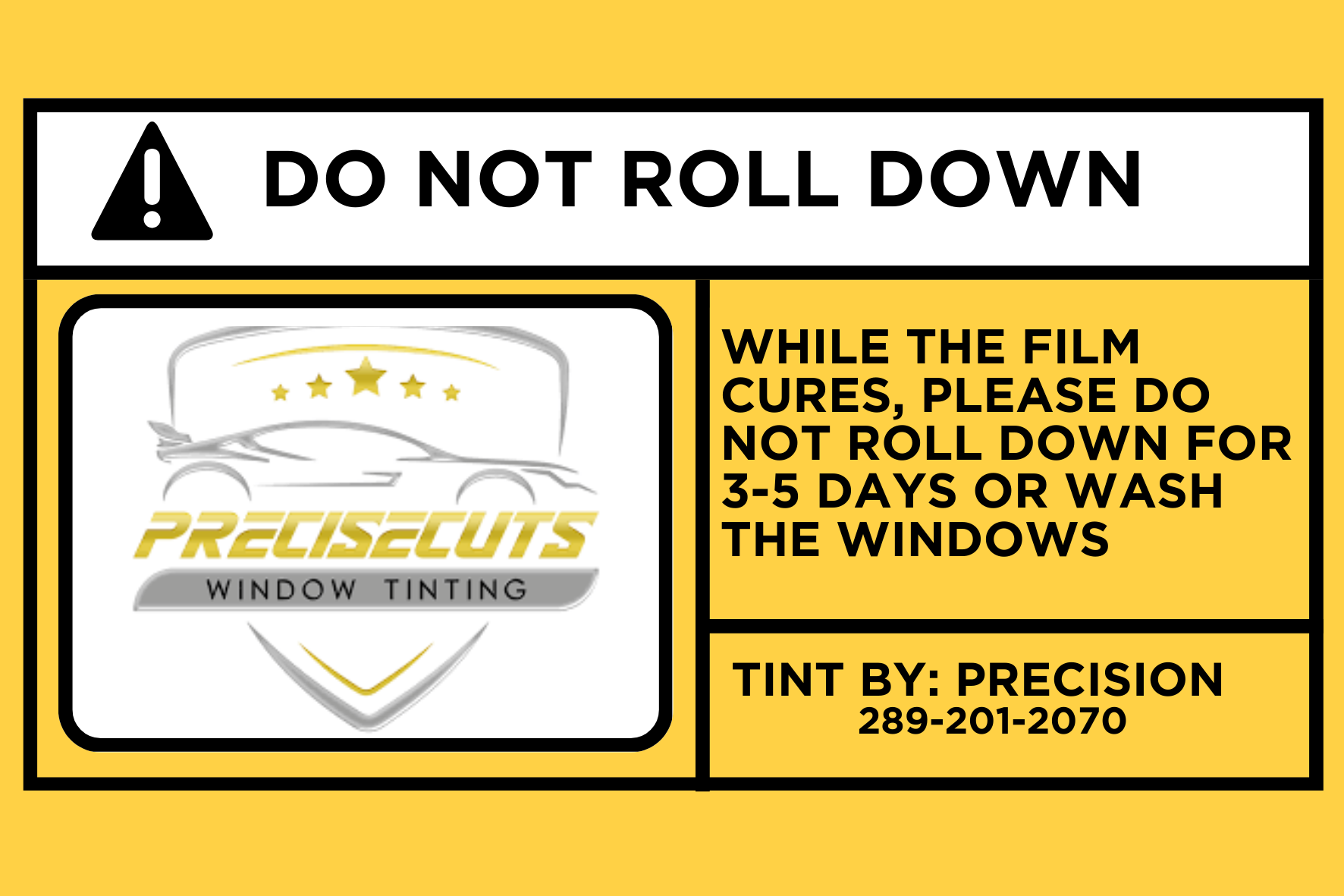 DO NOT ROLL DOWN STICKERS: CUSTOM WARNING STICKERS